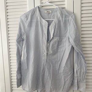 Madewell pop-over Light Blue Striped Button Down Shirt, small